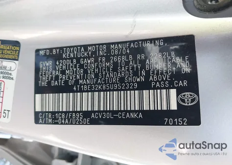 2005 Toyota Camry Std from USA, damaged, VIN 4T1BE32K85U952329